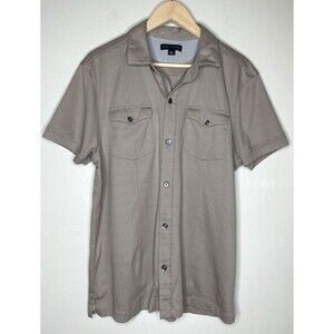 Mens Banana Republic Tan Button Front Short Sleeve Cotton Shirt Size Large